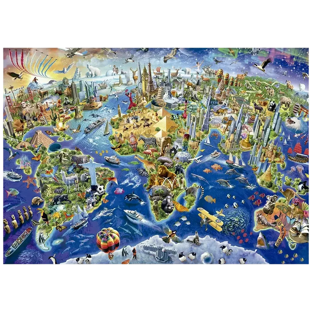 Quebra-cabeça - Mapa-Múndi Turístico - 5000 Peças - A minha loja