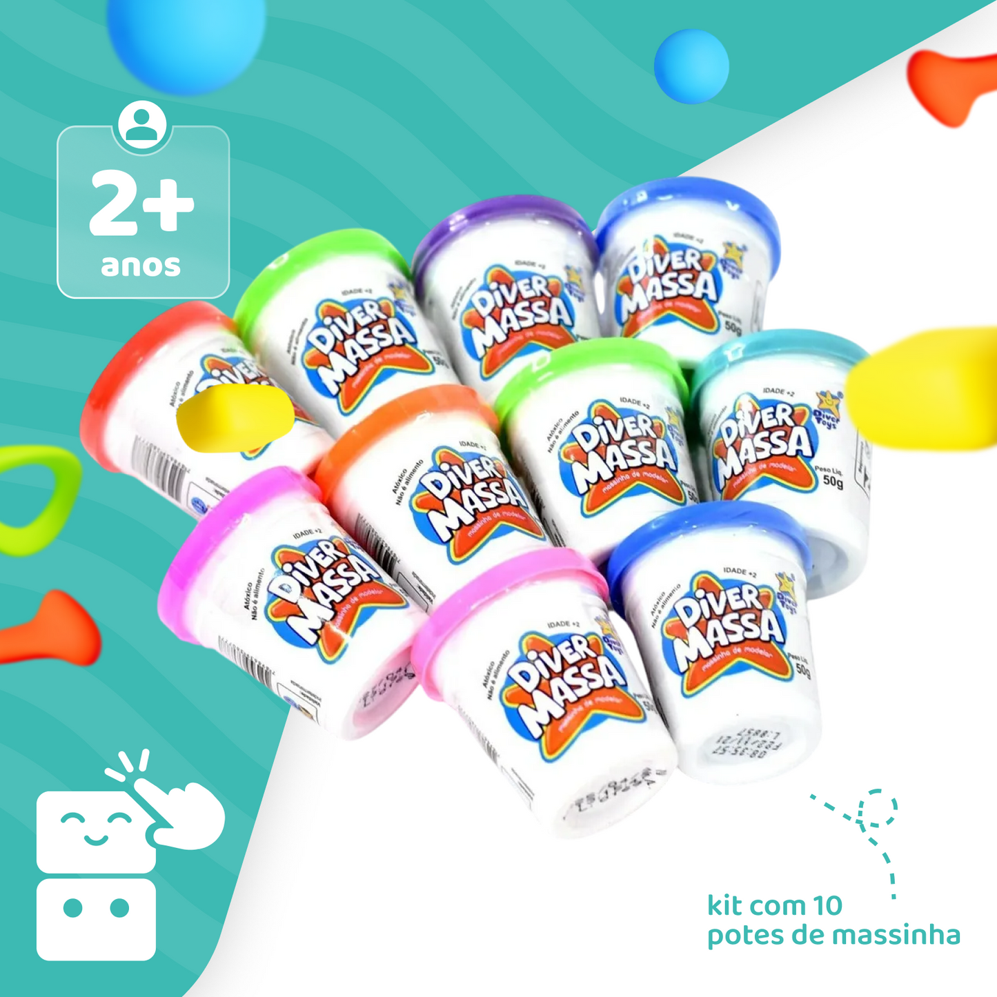 Massinha de Modelar - Diver Toys (Kit com 10 Potes)