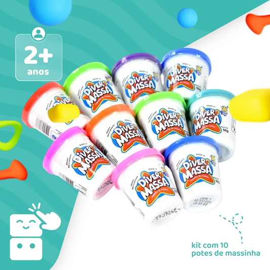 Massinha de Modelar - Diver Toys (Kit com 10 Potes)