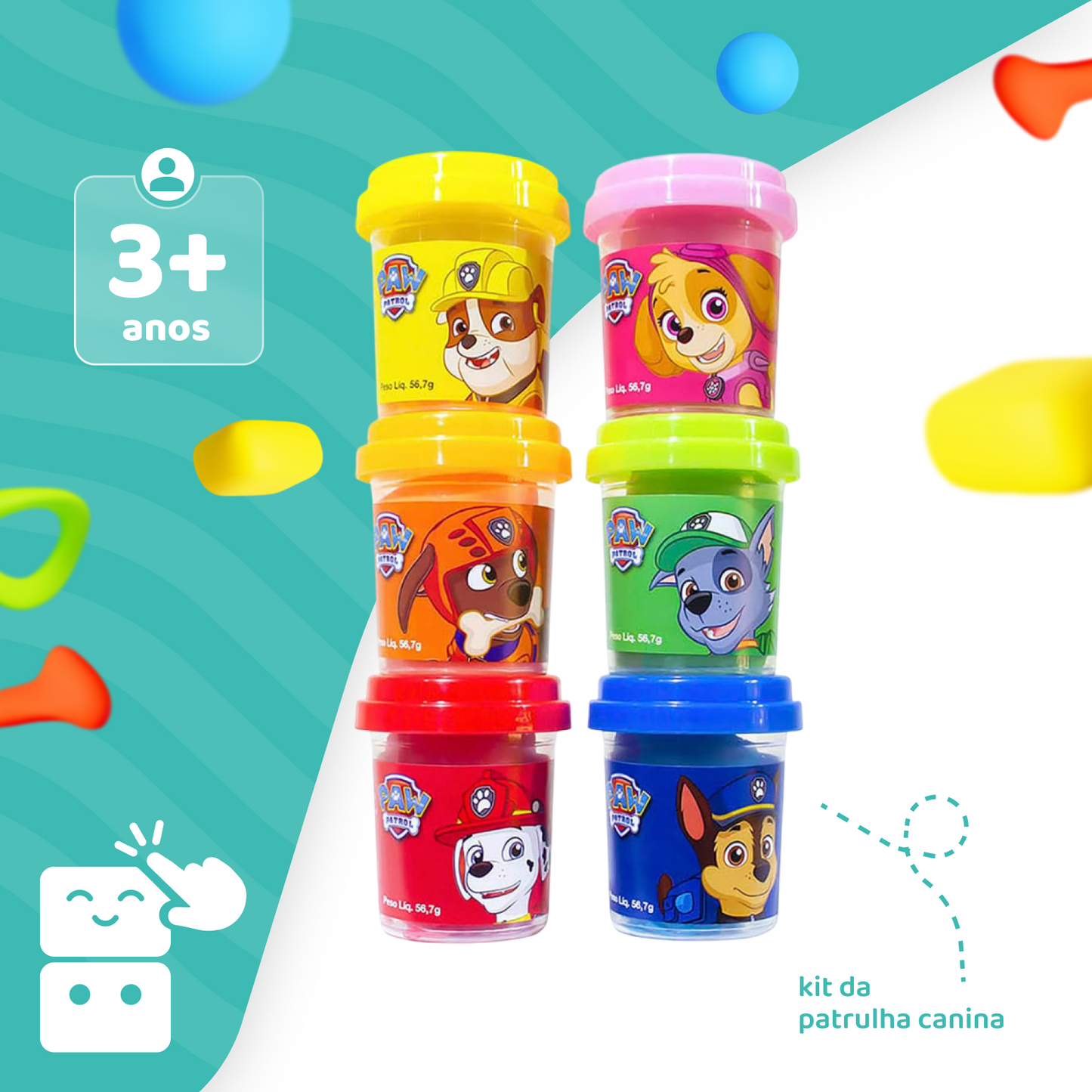Massinha de Modelar - Patrulha Canina (Kit com 6 Potes)