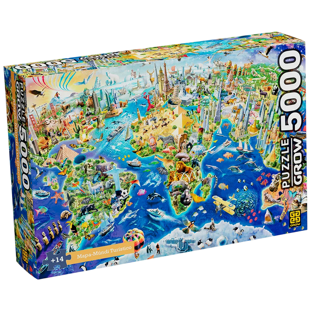 Quebra-cabeça - Mapa-Múndi Turístico - 5000 Peças - A minha loja