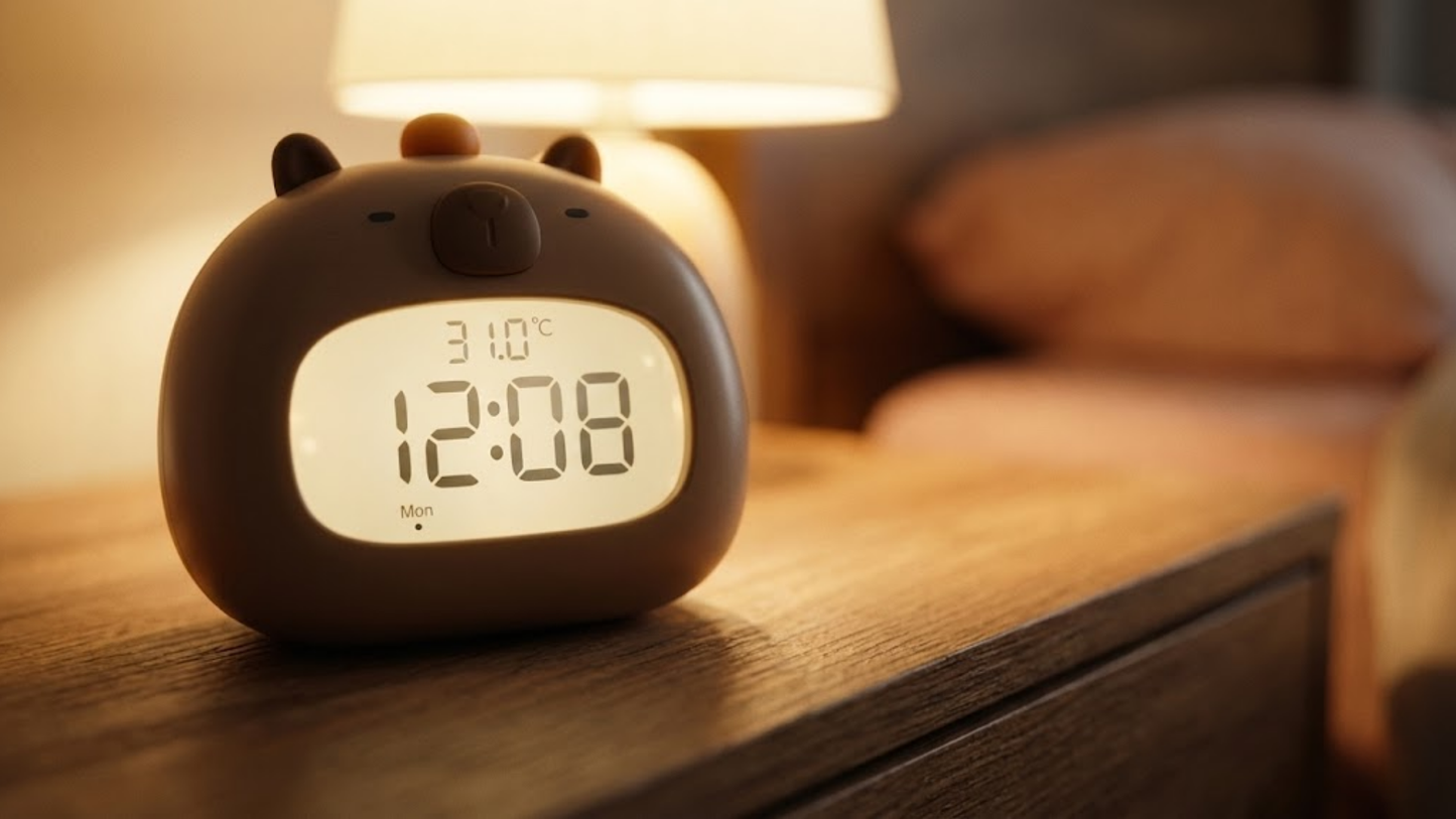 The Chill Capy: Relógio e Luminária Capivara (Com Temperatura)