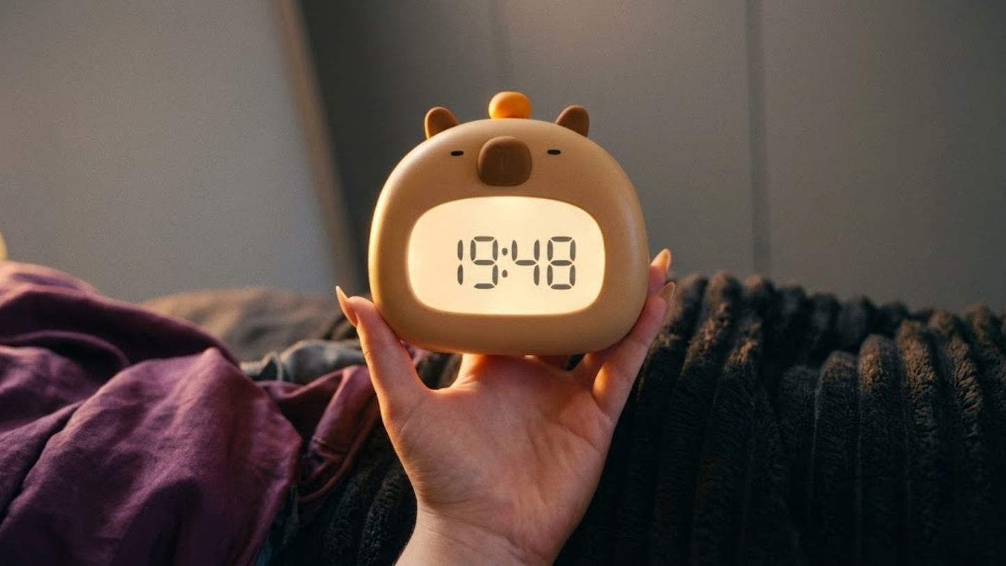 The Chill Capy: Relógio e Luminária Capivara (Com Temperatura)