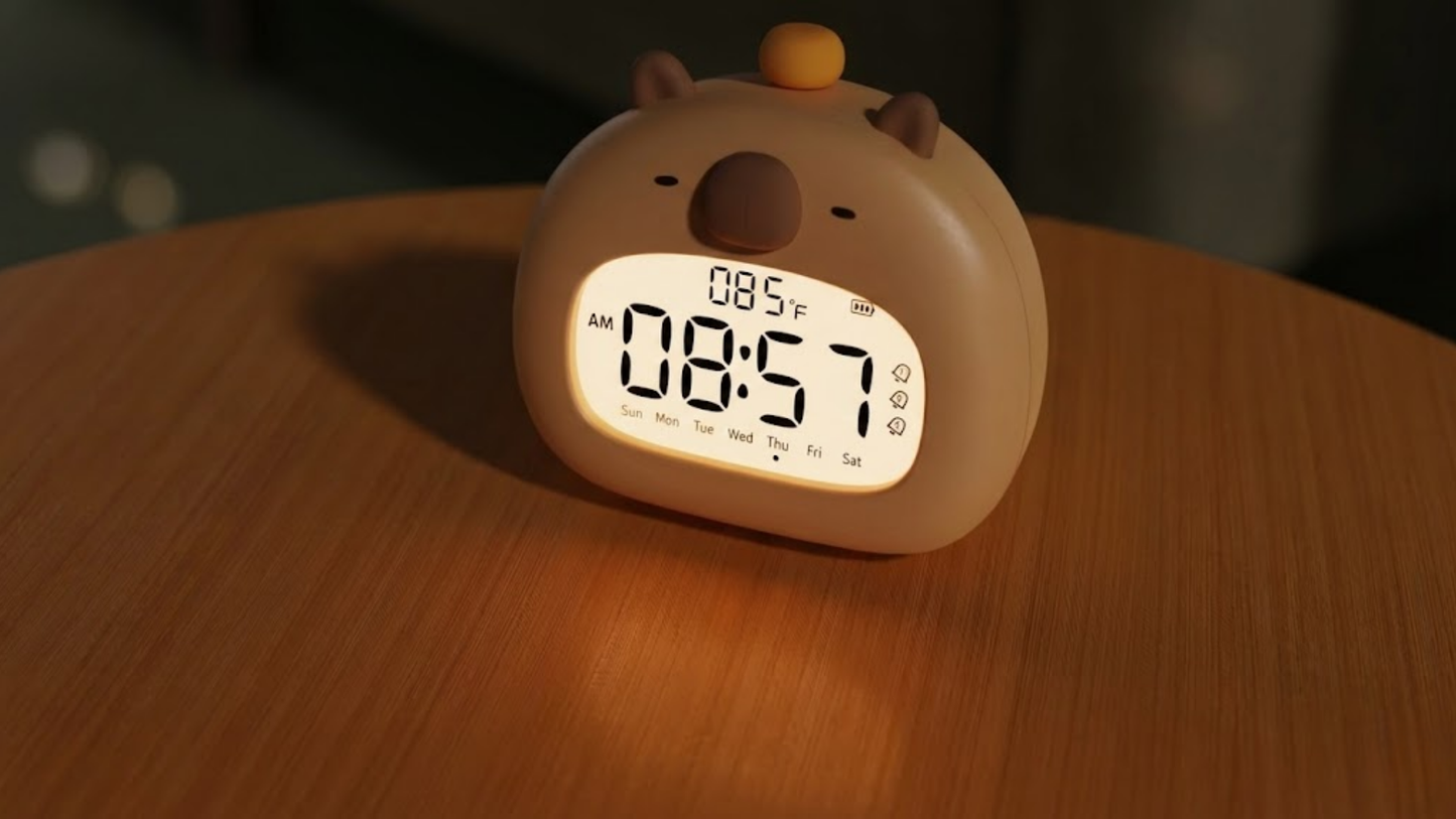 The Chill Capy: Relógio e Luminária Capivara (Com Temperatura)