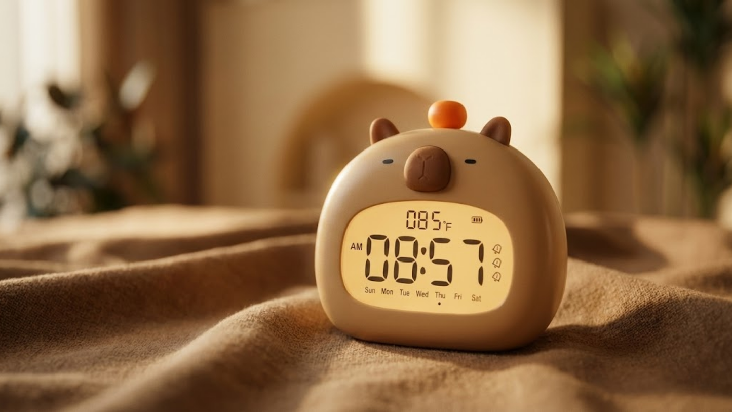 The Chill Capy: Relógio e Luminária Capivara (Com Temperatura)