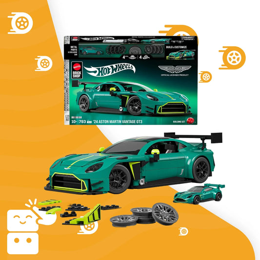 CB-62-COVER-e4ngb0-1-Capa 1 - Carro Montável Mattel Brick Shop, Elite '24 Aston Martin Vantage GT3, Jogo de Construção Premium, Veículo Colecionável,.png