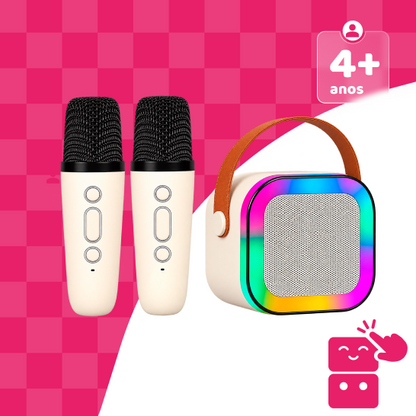 Karaokê Infantil Portátil com 2 Microfones Recarregável (Rosa) - Capa 2