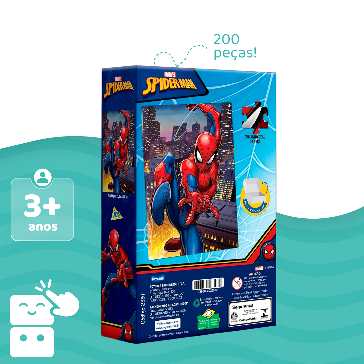 Quebra-Cabeça Cartonado Homem-Aranha 200 Peças Toyster - Capa 2