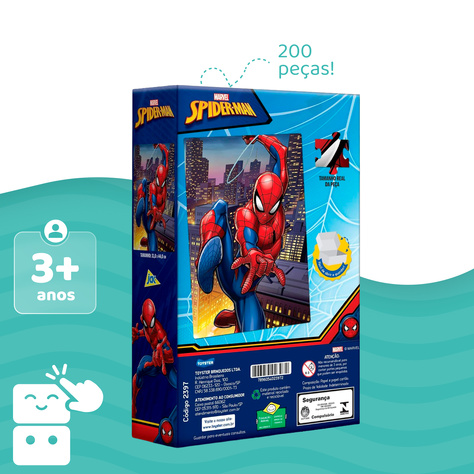 Quebra-Cabeça Cartonado Homem-Aranha 200 Peças Toyster - Capa 2