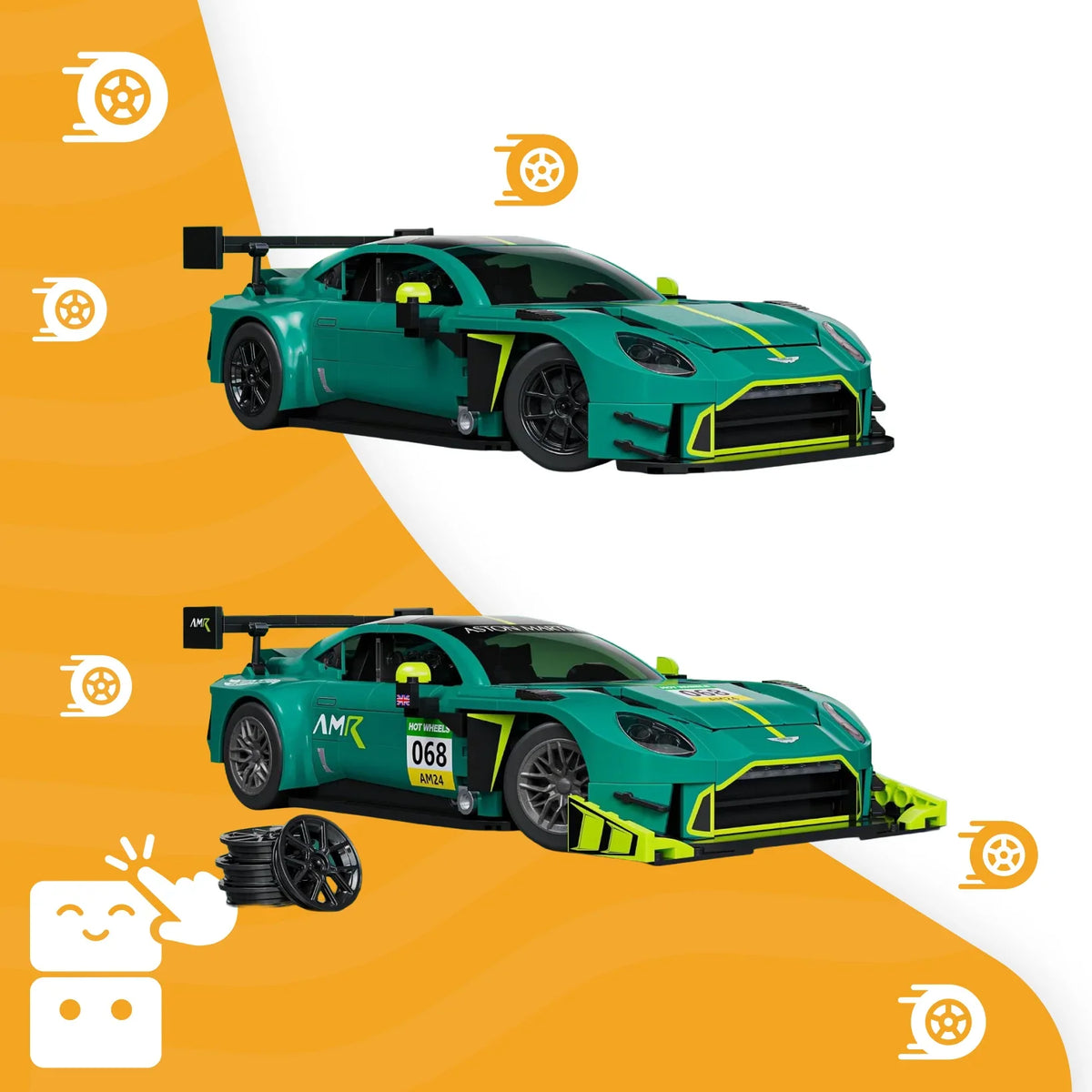 CB-62-COVER-e4ngb0-3-Capa 3 - Carro Montável Mattel Brick Shop, Elite '24 Aston Martin Vantage GT3, Jogo de Construção Premium, Veículo Colecionável,.png