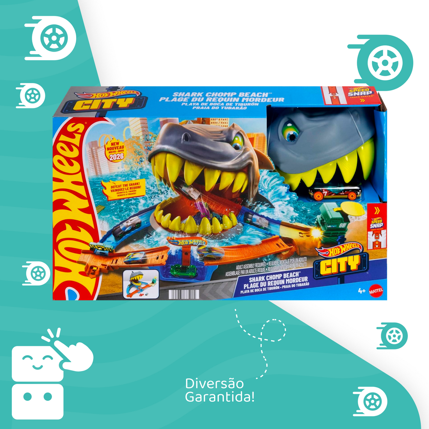 Kit Pista Hot Wheels City Tubarão Mattel - Capa 3