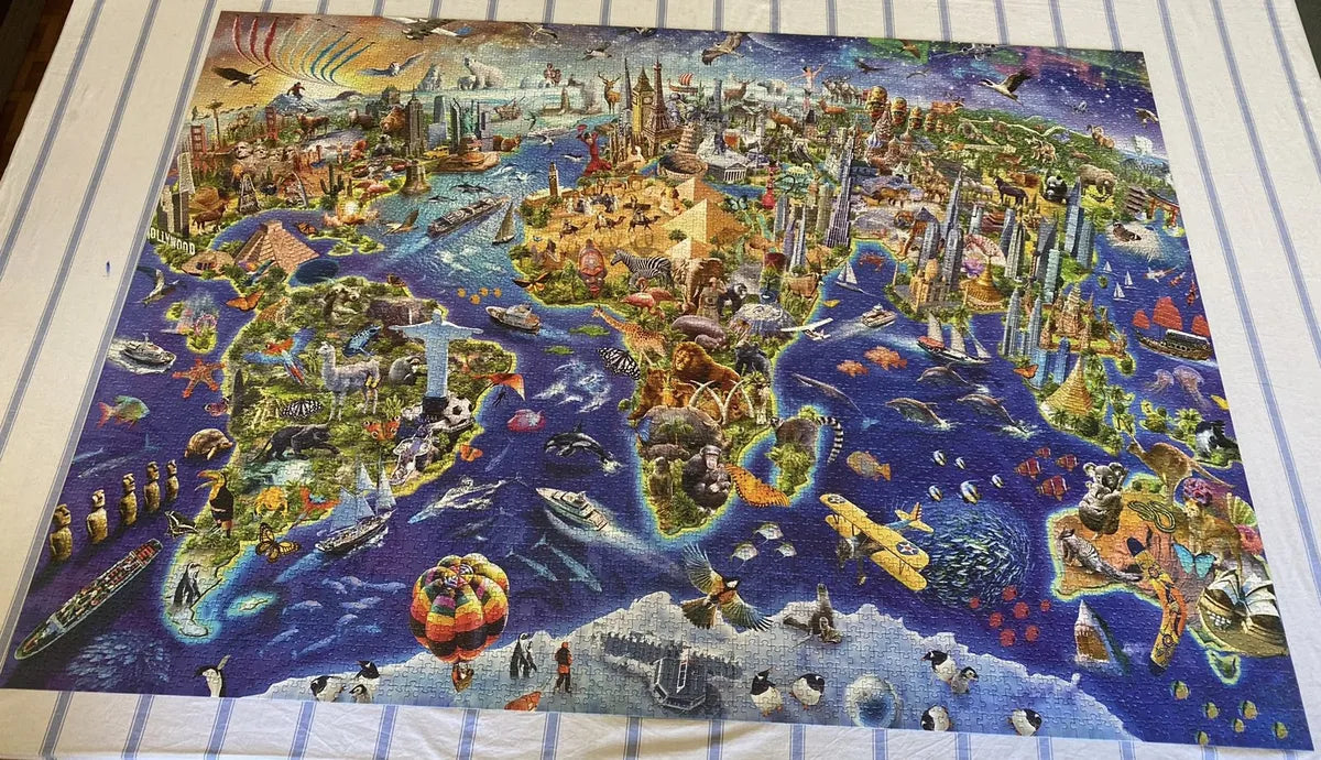 Quebra-cabeça - Mapa-Múndi Turístico - 5000 Peças - A minha loja