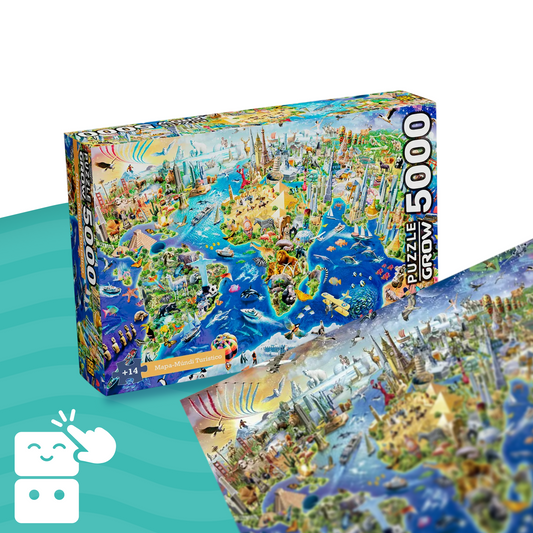 Quebra-cabeça - Mapa-Múndi Turístico - 5000 Peças - A minha loja
