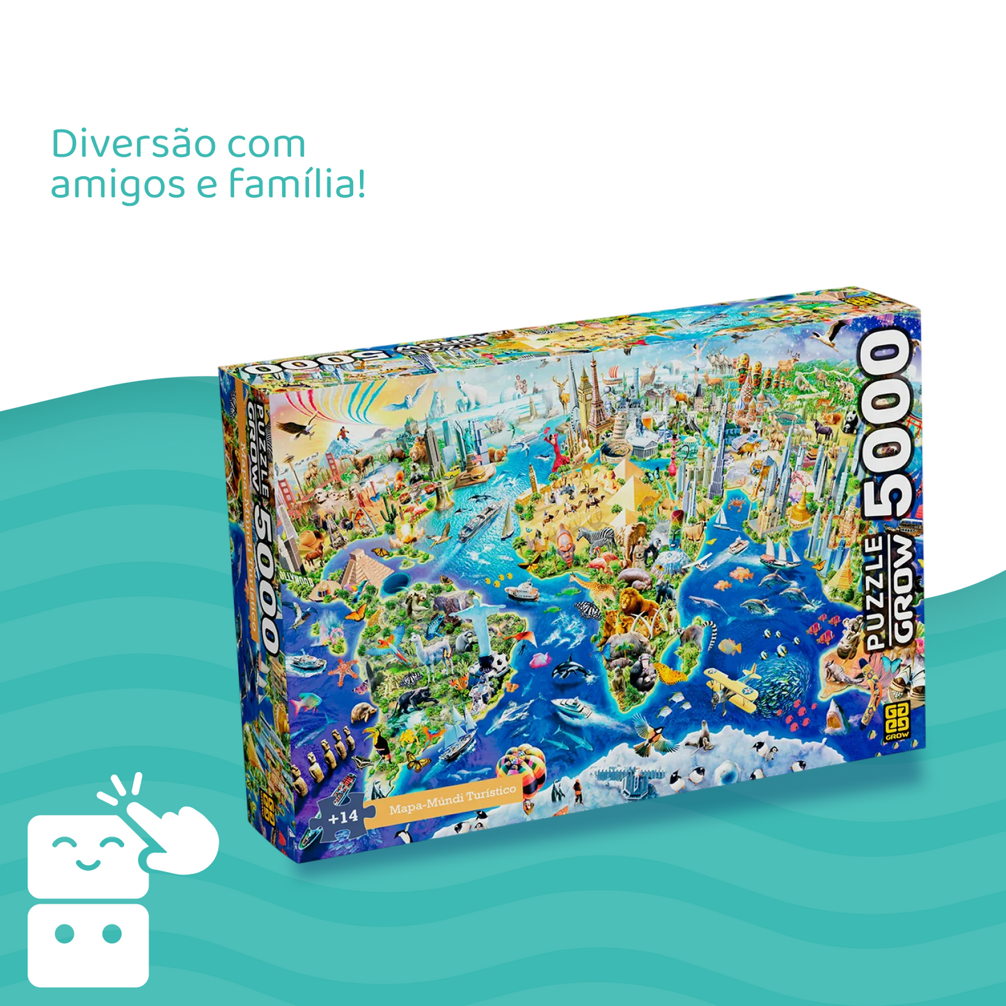 Quebra-cabeça - Mapa-Múndi Turístico - 5000 Peças - A minha loja