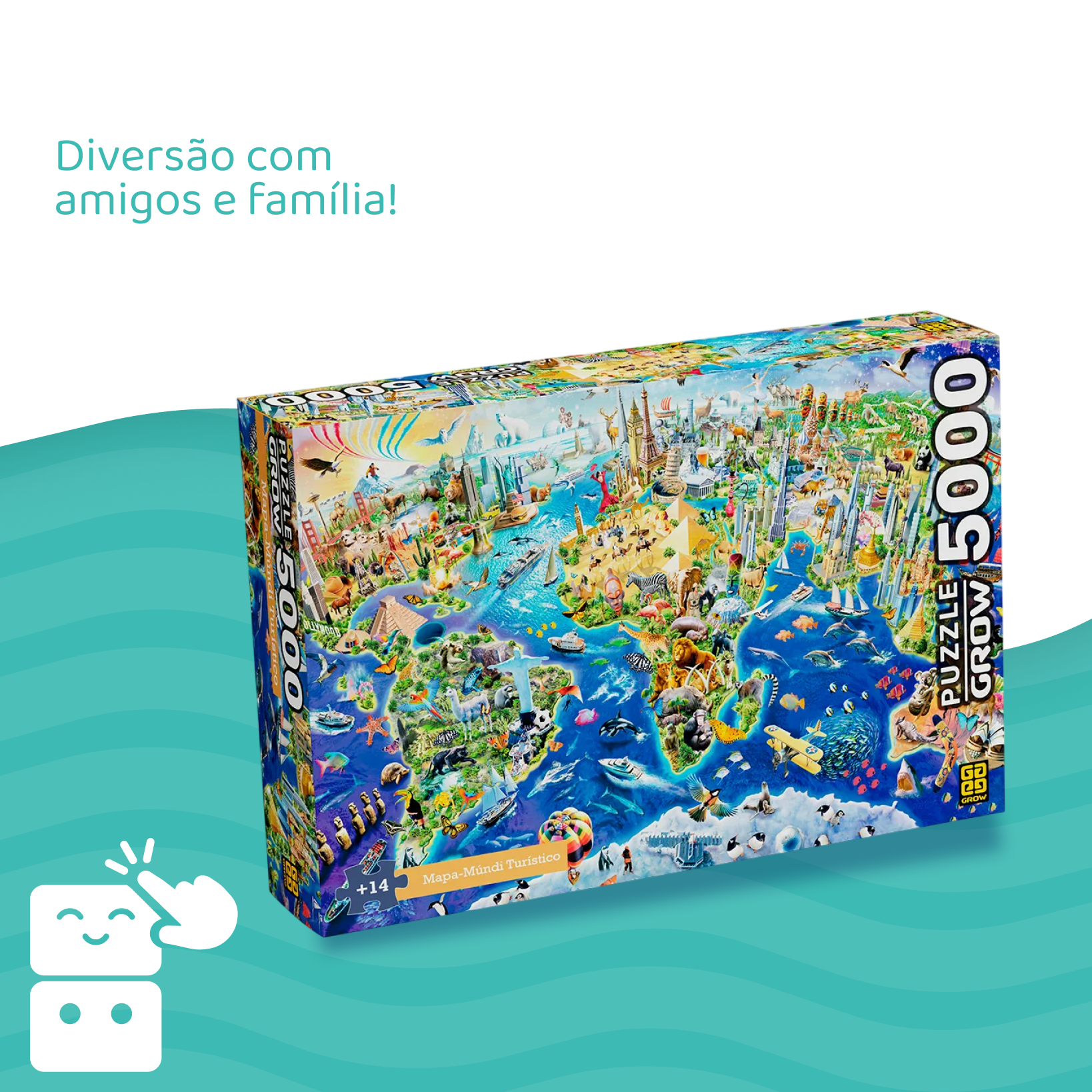 Quebra-cabeça - Mapa-Múndi Turístico - 5000 Peças - A minha loja