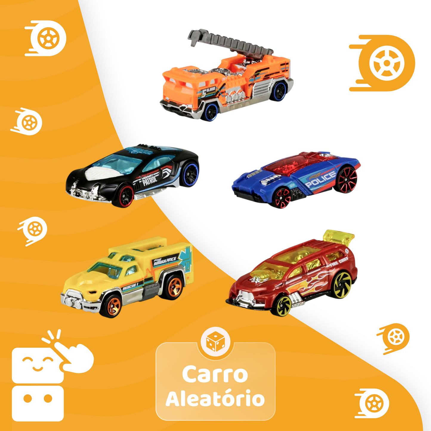 Hot Wheels - Cartela de 5 Carros Sortidos - A minha loja
