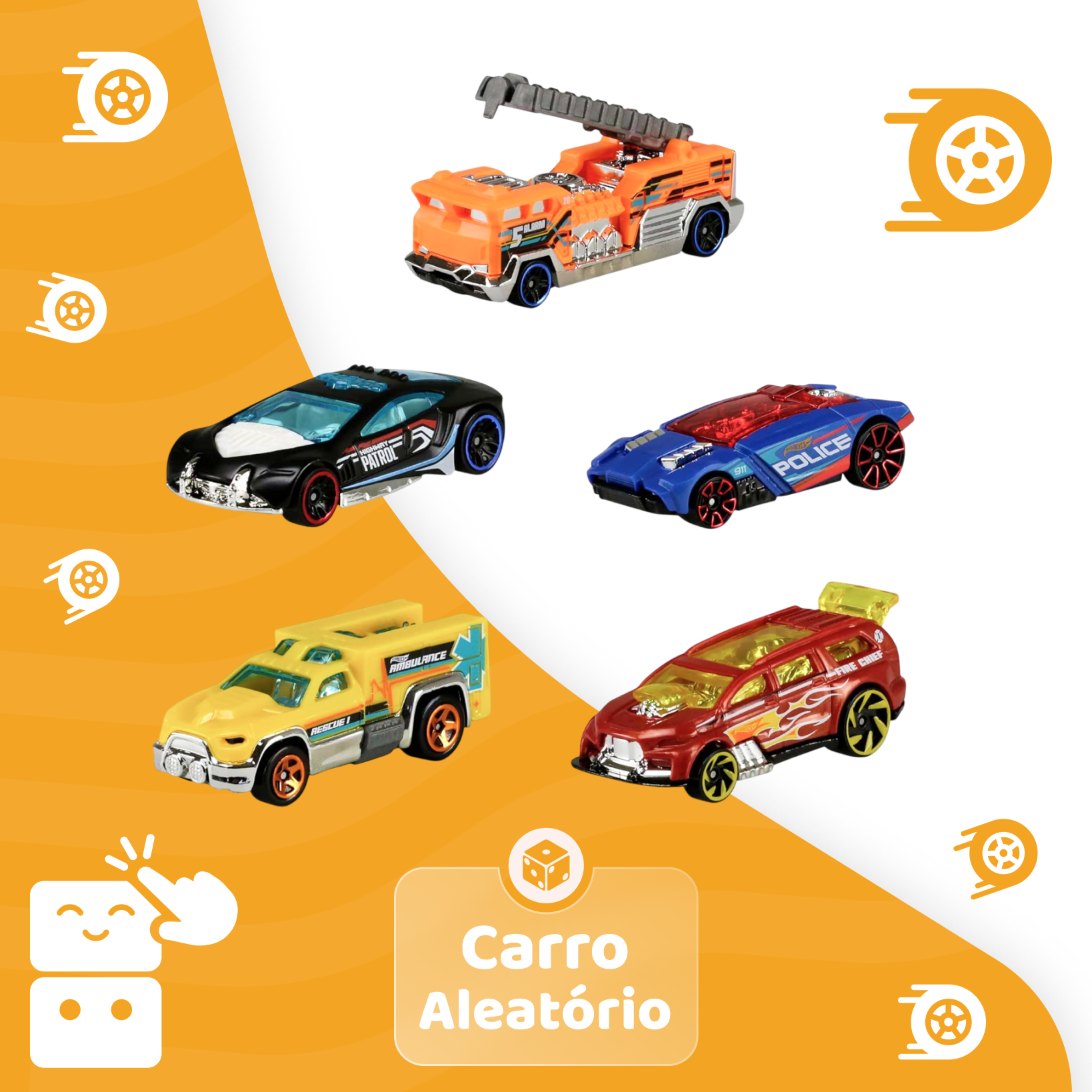 Hot Wheels - Cartela de 5 Carros Sortidos - A minha loja