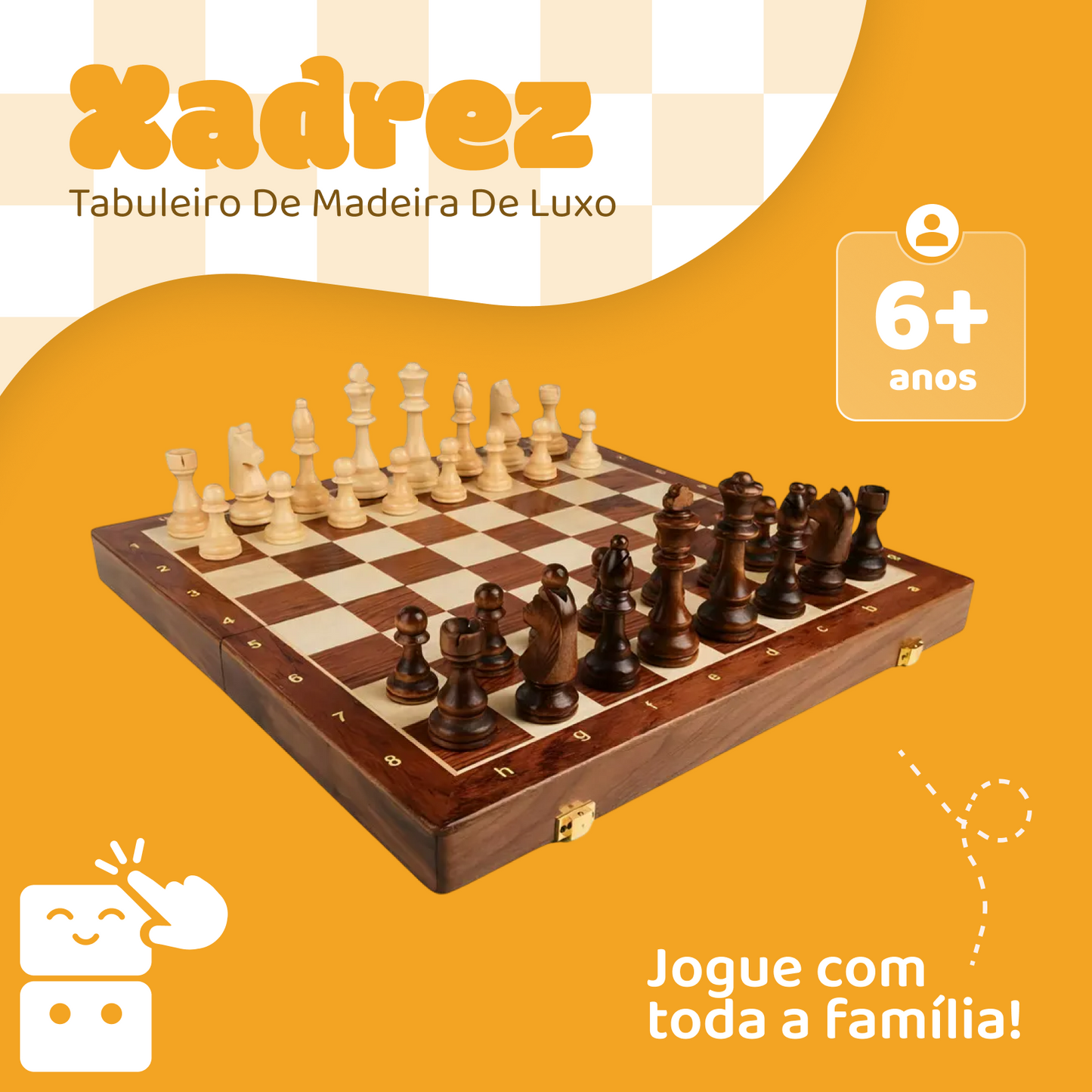 Xadrez - Tabuleiro de Madeira de Luxo (Grande)