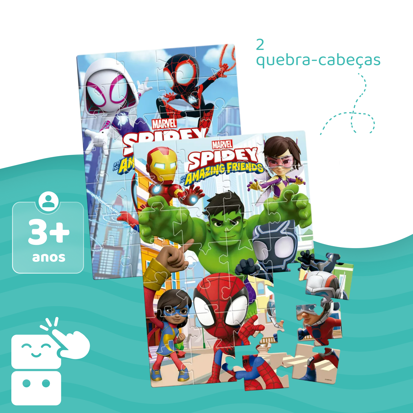 Kit - Quebra Cabeça Marvel Spidey 28 Peças + Avengers 28 Peças - A minha loja
