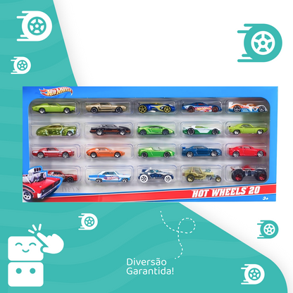 Hot Wheels - Cartela de 20 Carros Sortidos