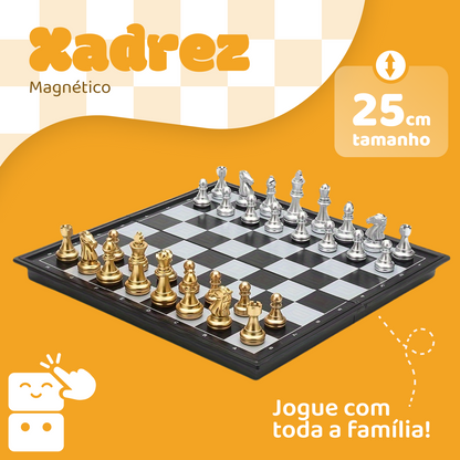 Xadrez - Magnético Dourado e Prateado