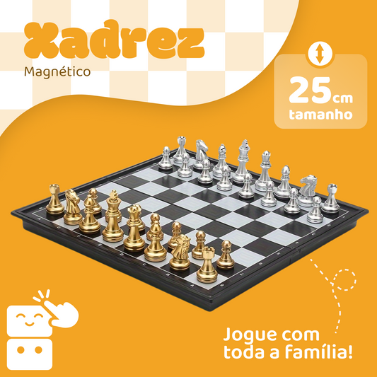 Xadrez - Magnético Dourado e Prateado
