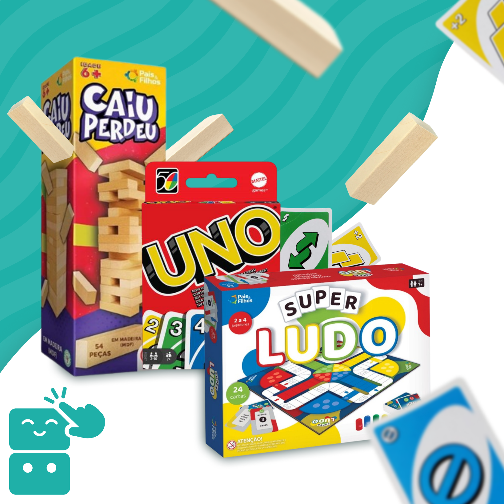 3 em 1 - Uno + Caiu Perdeu + Super Ludo - A minha loja