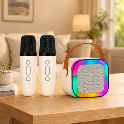 Karaokê Infantil Portátil com 2 Microfones Recarregável (Rosa) - Imagem 5