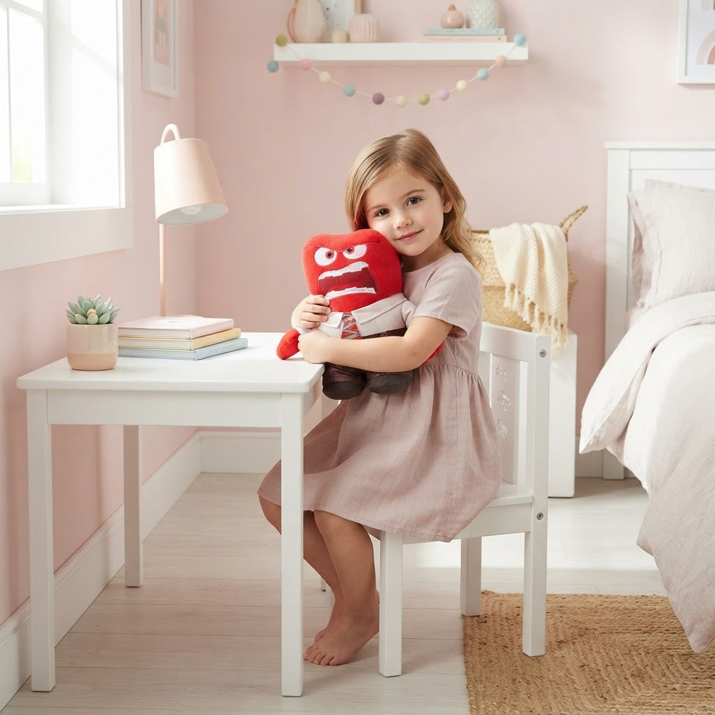 Fun Disney Pelúcia Divertida Mente 2 - Raiva 25cm - Quarto Rosa Escrivaninha